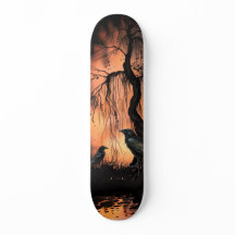 Unique Artsy Gothic Raven Skate Deck