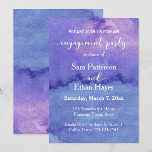 Unique, Artsy Purple Watercolor Engagement Party Invitation