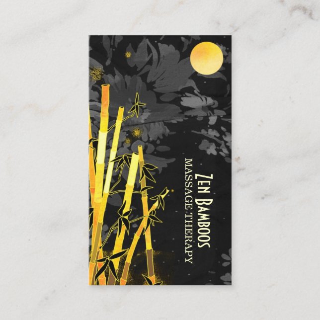 Unique Asian Bamboos Massage Therapy Business Card (Front)