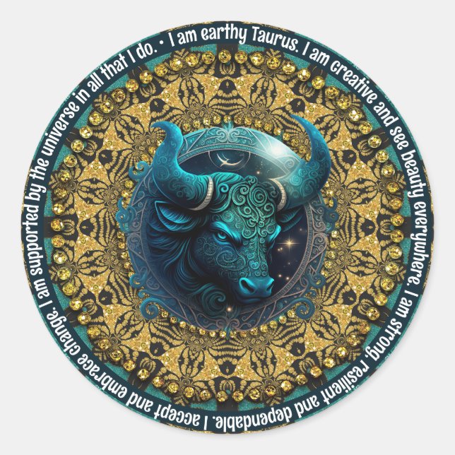  Unique Astrology Taurus Zodiac Affirmations Classic Round Sticker (Front)