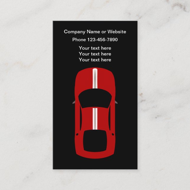 Unique Automotive Sports Car Business Card (Front)