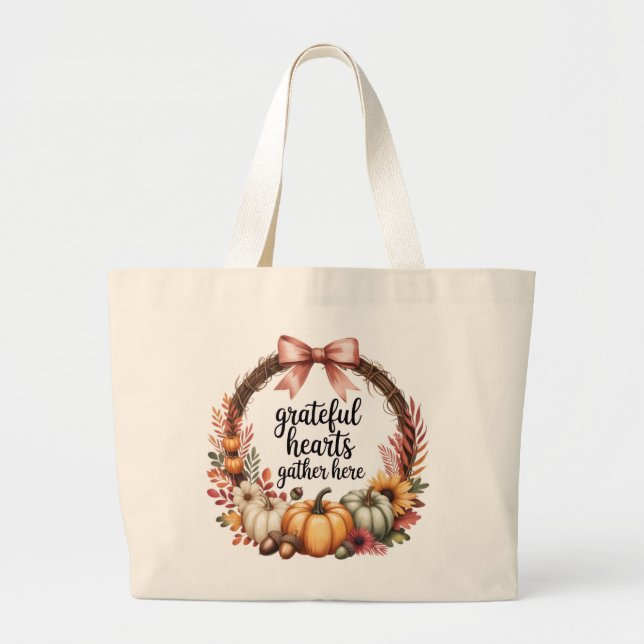 Unique autumn themed  large tote bag (Front)