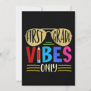 Unique Baby Boys 1st Grade Vibes Back to School Invitation