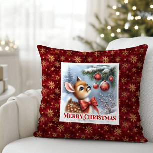 Unique Baby Deer Snowy Forest Kids Gift Christmas  Cushion