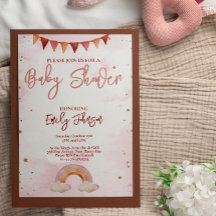 Unique Baby Shower Invitation Pink Rainbow