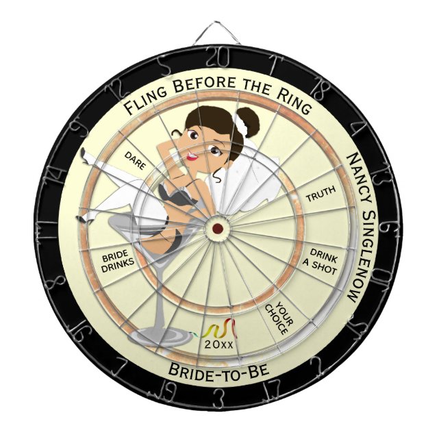 Unique Bachelorette Party Fun Time Dartboard (Front)