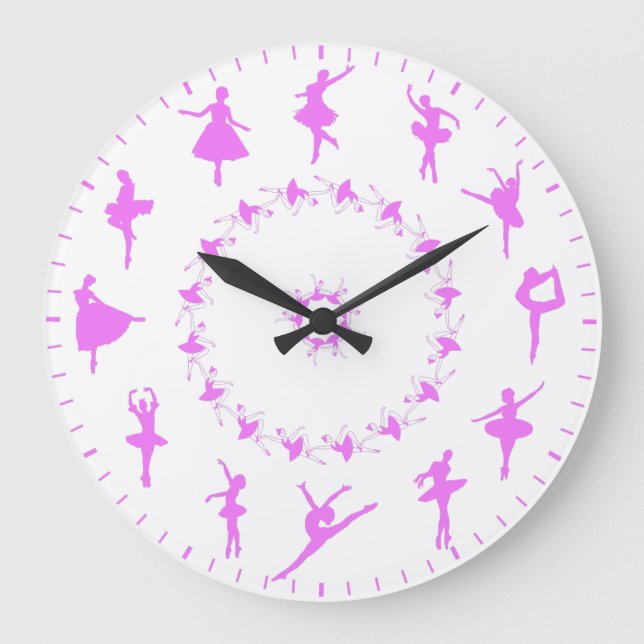 Unique Ballerina Silhouettes Themed Large Clock (Front)