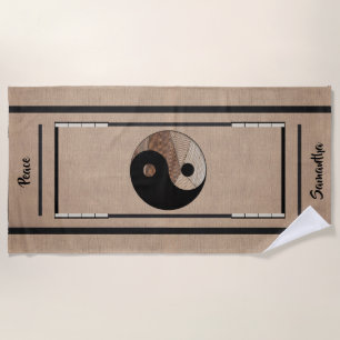 Unique Bamboo Yin-Yang Symbol Khaki Beach Towel