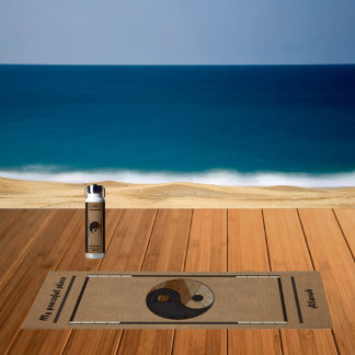 Unique Bamboo Yin-Yang Symbol Khaki  Yoga Mat