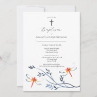 Unique Baptism Invitations Red Dragonfly