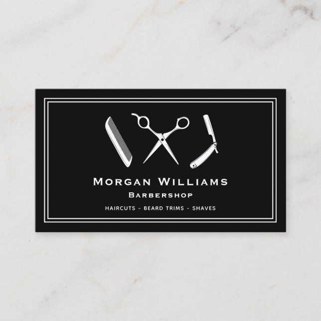 Unique Barbershop Barber Haircut Beard Trim Shave Business Card (Front)