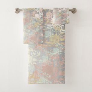 unique, beautiful, colourful, painted pattern a gr bath towel set