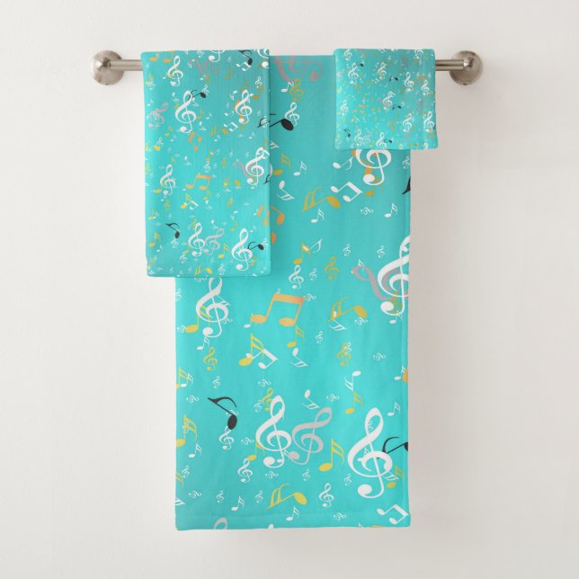 unique, beautiful, colourful, painted pattern a gr bath towel set (Insitu)
