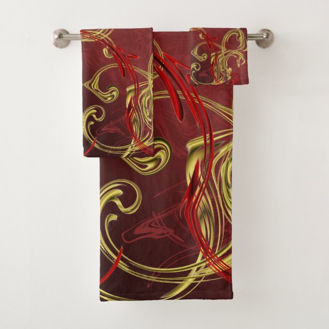 unique, beautiful, colourful, painted pattern a gr bath towel set (Insitu)