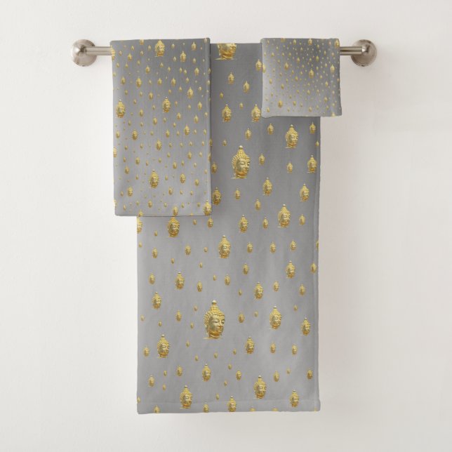 unique, beautiful, colourful, painted pattern a gr bath towel set (Insitu)