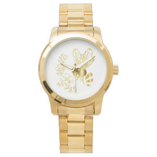 Unique Bee and Flower Elegant Two-Toned Watch