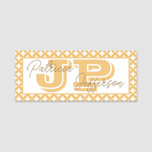 Unique Beeswax Yellow Mesh Border Elegant Name Tag