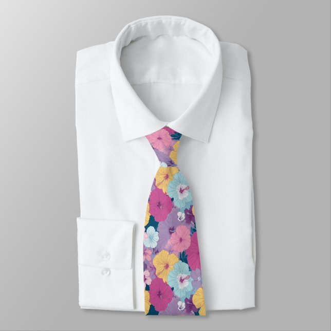 Unique Best Man Tropical Floral Tie (Tied)