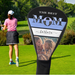 Unique Best Mum Photo Blue Black LetteringName Golf Head Cover