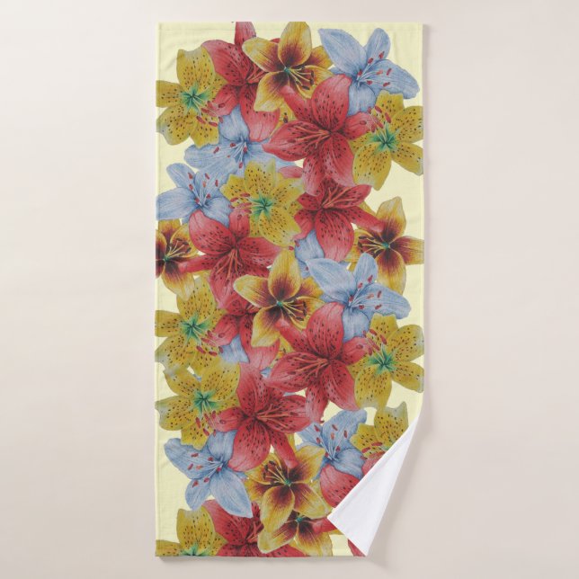 unique big and bold colourful flowers floral bath towel (Bath Towel)