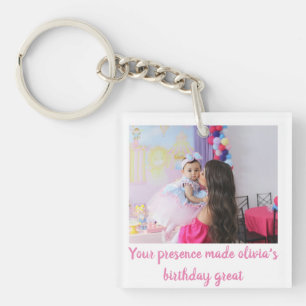 Unique birthday baby photo guest thank note key ring