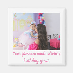 Unique birthday baby photo guest thank note  magnet