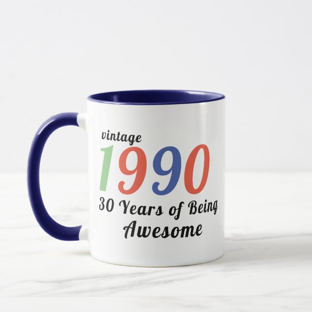 Unique Birthday Gift Ideas, Custom Year Birthday Mug (Left)