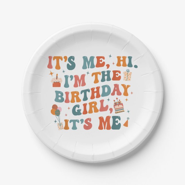 Unique Birthday Party Its Me Hi Im The Birthday Gi Paper Plate (Front)
