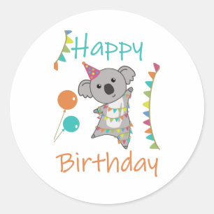 Unique Birthday Wishes Happy Birthday To You Koala Classic Round Sticker