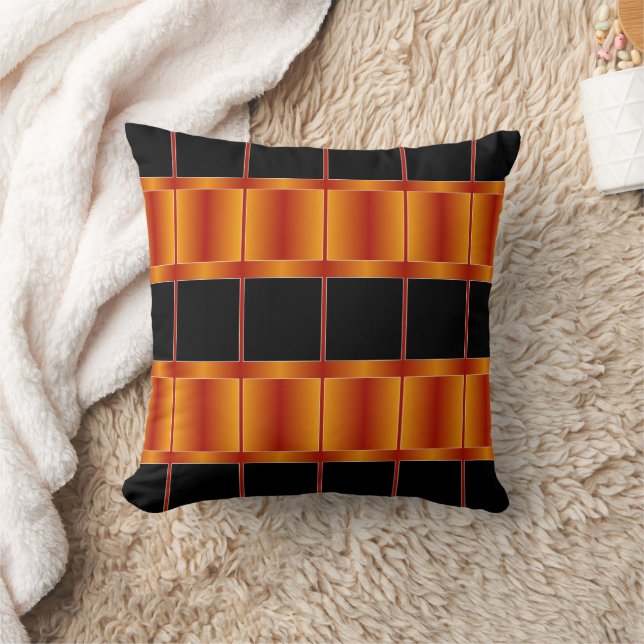 Unique Black And Golden Orange Geometric Design Cushion (Blanket)