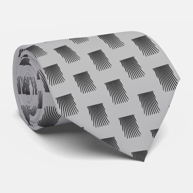Unique Black and  Silver Grey Pattern Tie (Rolled)