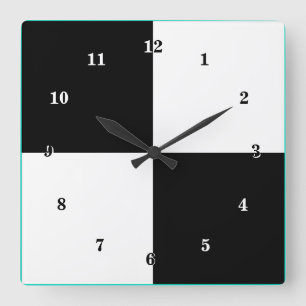 Unique Black and White Colours - Customisable Square Wall Clock