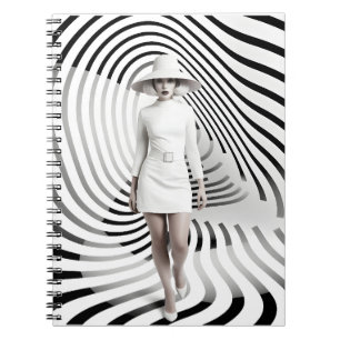 Unique Black And White Female Art Illustration Notebook