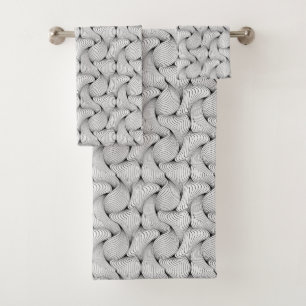 Unique Black and White Interwoven Lines Bath Towel Set
