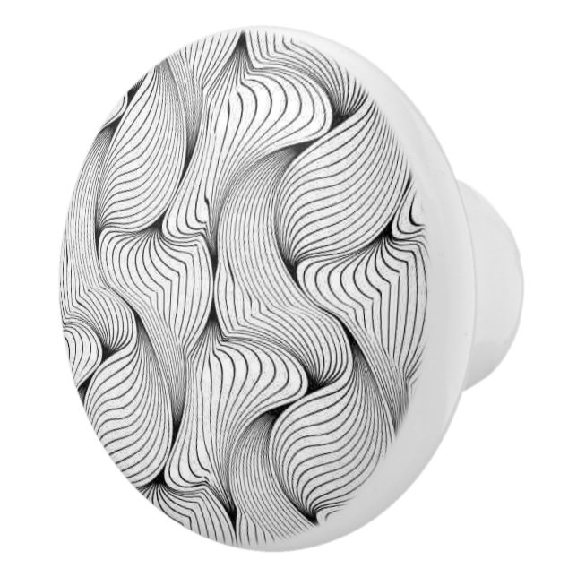 Unique Black and White Interwoven Lines Ceramic Knob (Right)