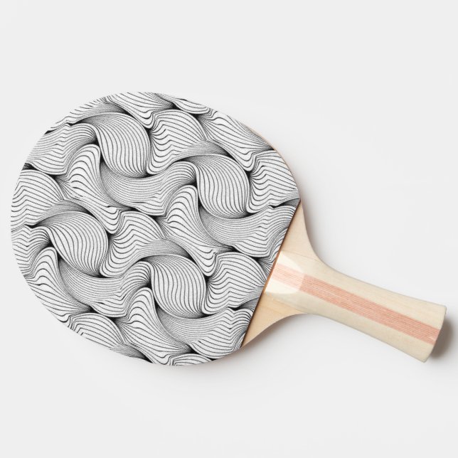 Unique Black and White Interwoven Lines Ping Pong Paddle (Side)