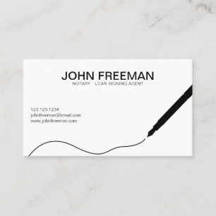 Unique Black and White Notary Public Signing Agent Business Card