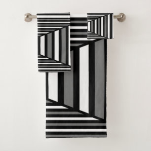 Unique Black and White Pattern Bath Towel Set