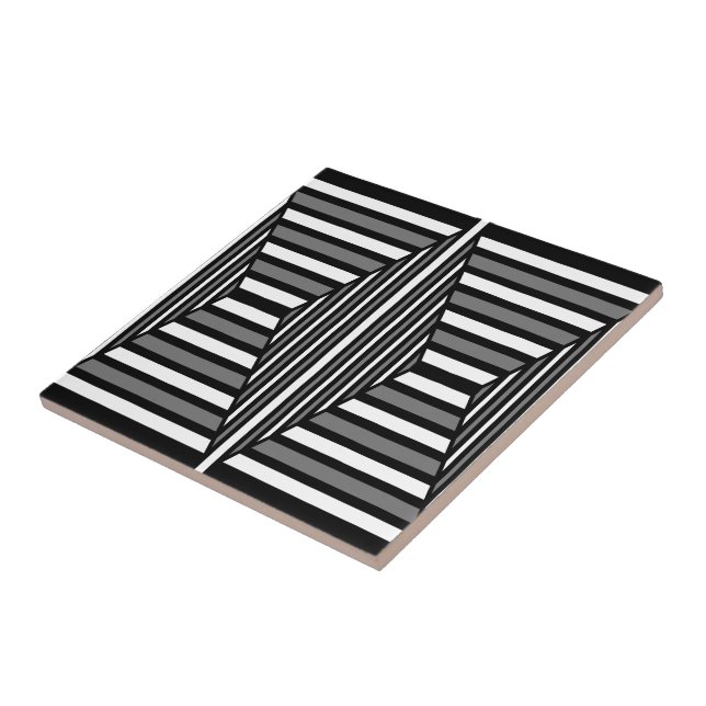 Unique Black and White Pattern Tile (Side)