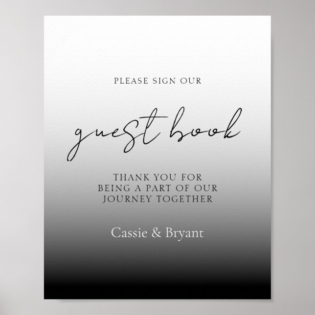 Unique Black and White Wedding Guest Book Sign (Front)