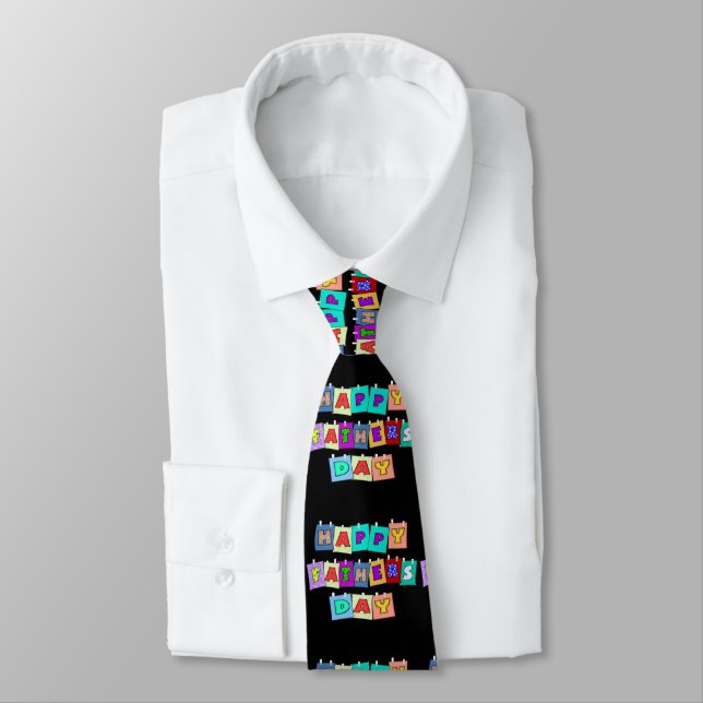 Unique Black Blue Fathers Day Tie (Tied)