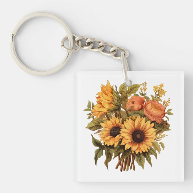 Unique black Design for white Lovers Key Ring (Front)