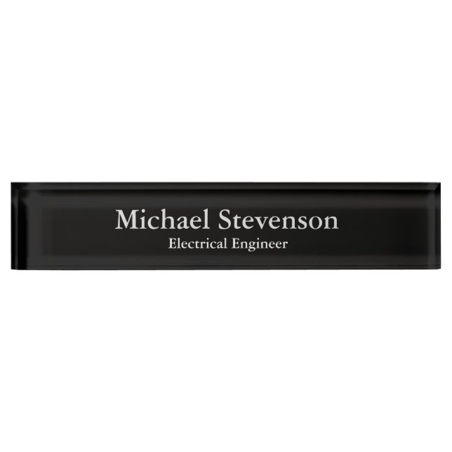 Unique Black Electrical Engineer Desk Nameplate (Front)
