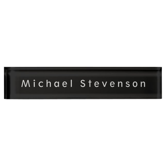 Unique Black Elegant Modern Desk Nameplate (Front)