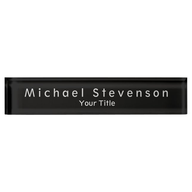 Unique Black Elegant Modern Desk Nameplate (Front)