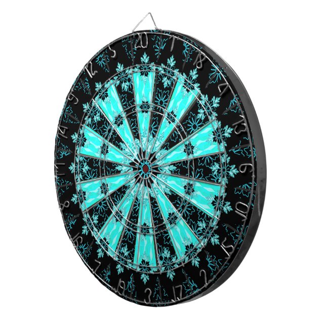 Unique Black Floral Abstract Design Dartboard (Front Right)