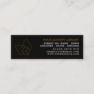 Unique Black & Gold Library Bookmark Business Card