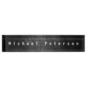 Unique Black Leather Effect Elegant Modern Nameplate