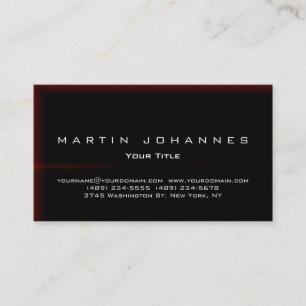 Unique black red plain professional business card