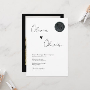 Unique black wax seal monogram photo wedding invitation